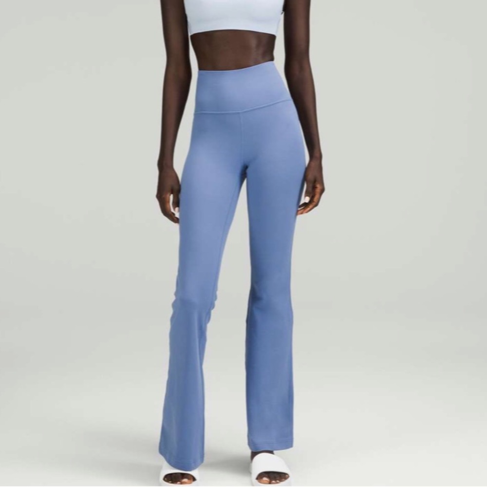 Lululemon Water Drop Blue Groove Super High Rise Flared Pant Nulu Size 12